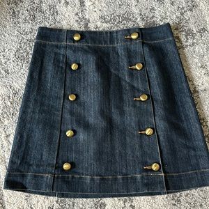 MK denim skirt with gold buttons